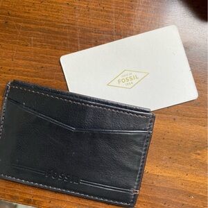 Fossil Dark Leather Card Holder NWT Wallet